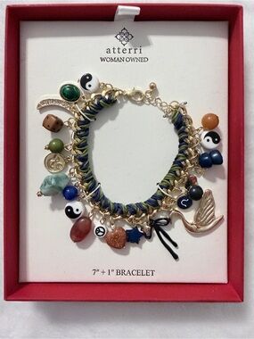 Atterri Green & Navy Multi-Charm Bracelet